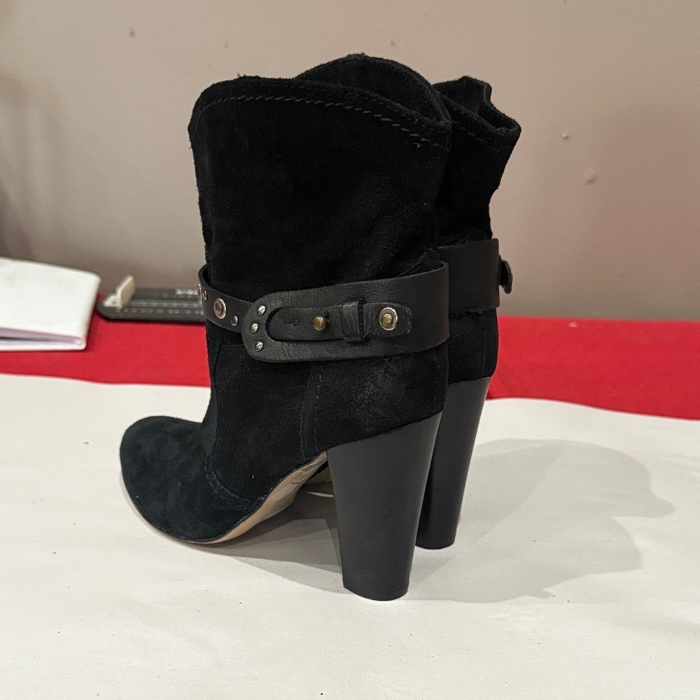 Andre Assous Black Suede Ankle Boots with Studded Strap - Picture 3 of 5